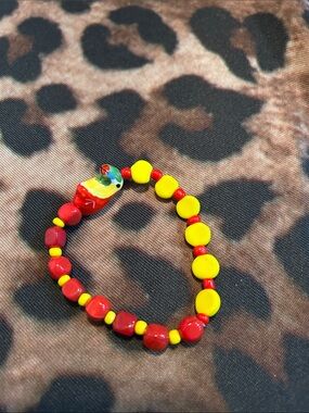 Hand Crafted Red & Yellow Beaded Bracelet